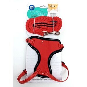 Whisker City Cat Harness & Leash Combo Adult M/L Size RED Girth 12-16 In.